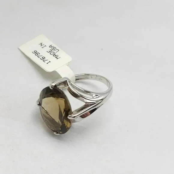 UNCAS Sterling Silver .925 Large Lab Smokey Topaz Filigree Ring Size 6 - Picture 6 of 6